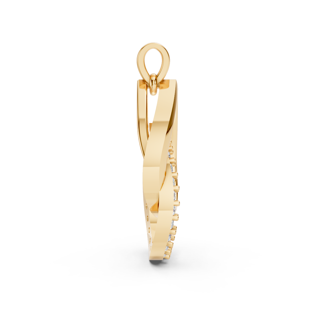 Yellow Gold Double Pear Diamond Pavé Pendant