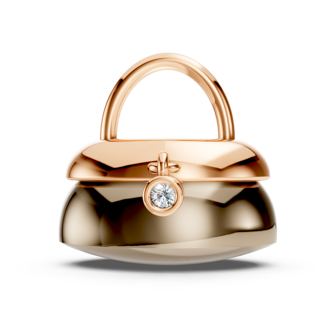 Rose Gold Handbag Diamond Solitaire Pendant