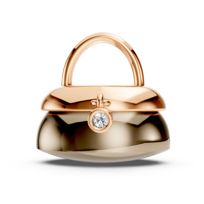 Rose Gold Handbag Diamond Solitaire Pendant