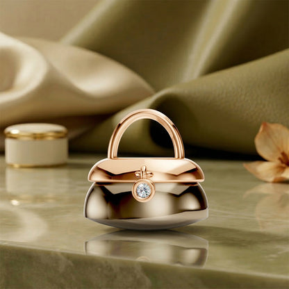 Rose Gold Handbag Diamond Solitaire Pendant