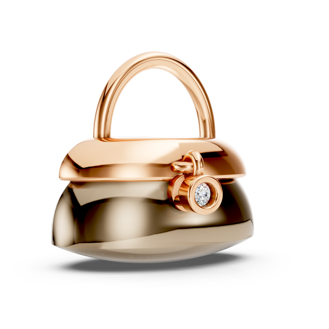 Rose Gold Handbag Diamond Solitaire Pendant
