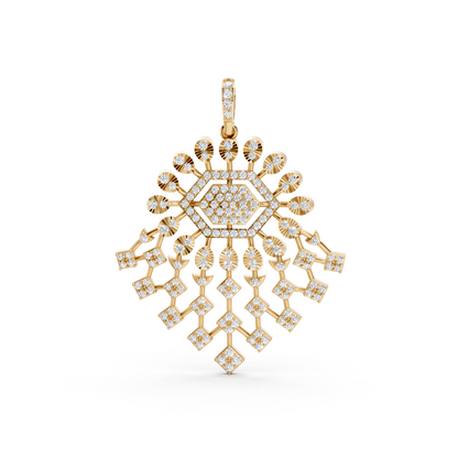 Snowflake Diamond Pendant 14K Yellow Gold