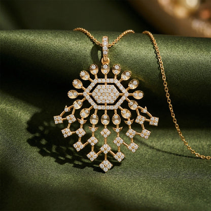 Snowflake Diamond Pendant 14K Yellow Gold