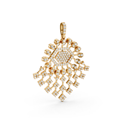 Snowflake Diamond Pendant 14K Yellow Gold