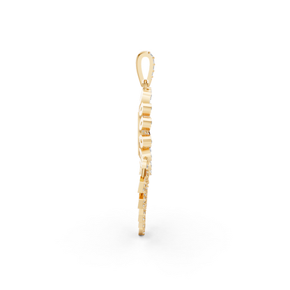 Snowflake Diamond Pendant 14K Yellow Gold