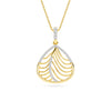 Yellow Gold Feather Leaf Diamond Pendant