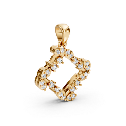Yellow Gold Open Diamond Geometric Frame Pendant
