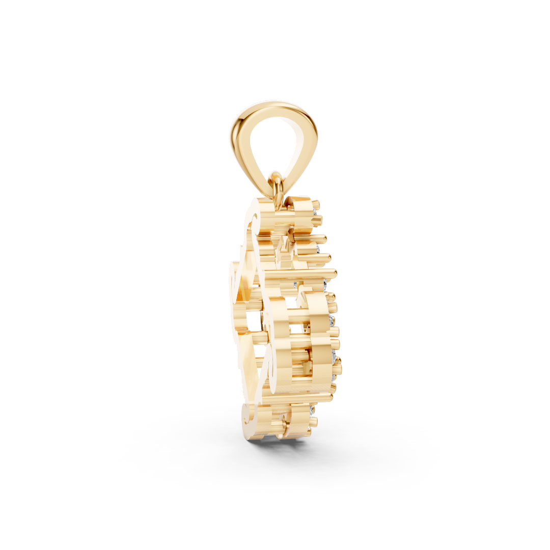 Yellow Gold Open Diamond Geometric Frame Pendant