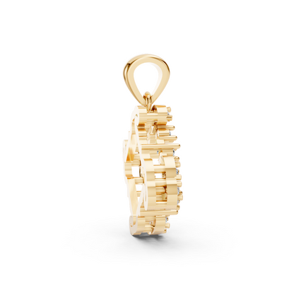 Yellow Gold Open Diamond Geometric Frame Pendant