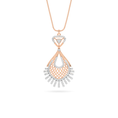 Rose Gold Peacock Diamond Feather Pendant