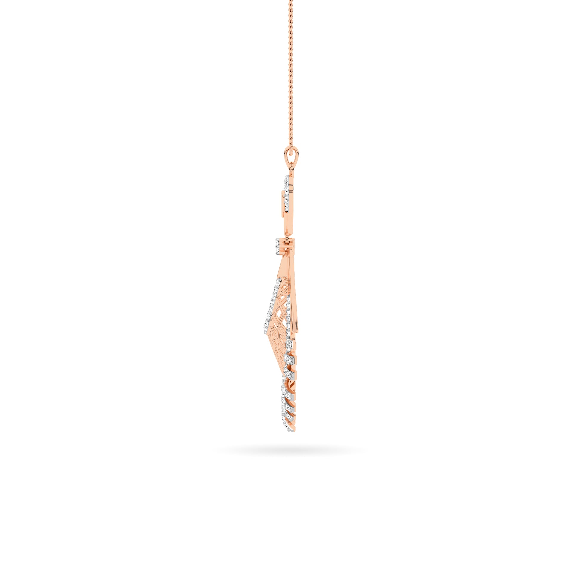 Rose Gold Peacock Diamond Feather Pendant