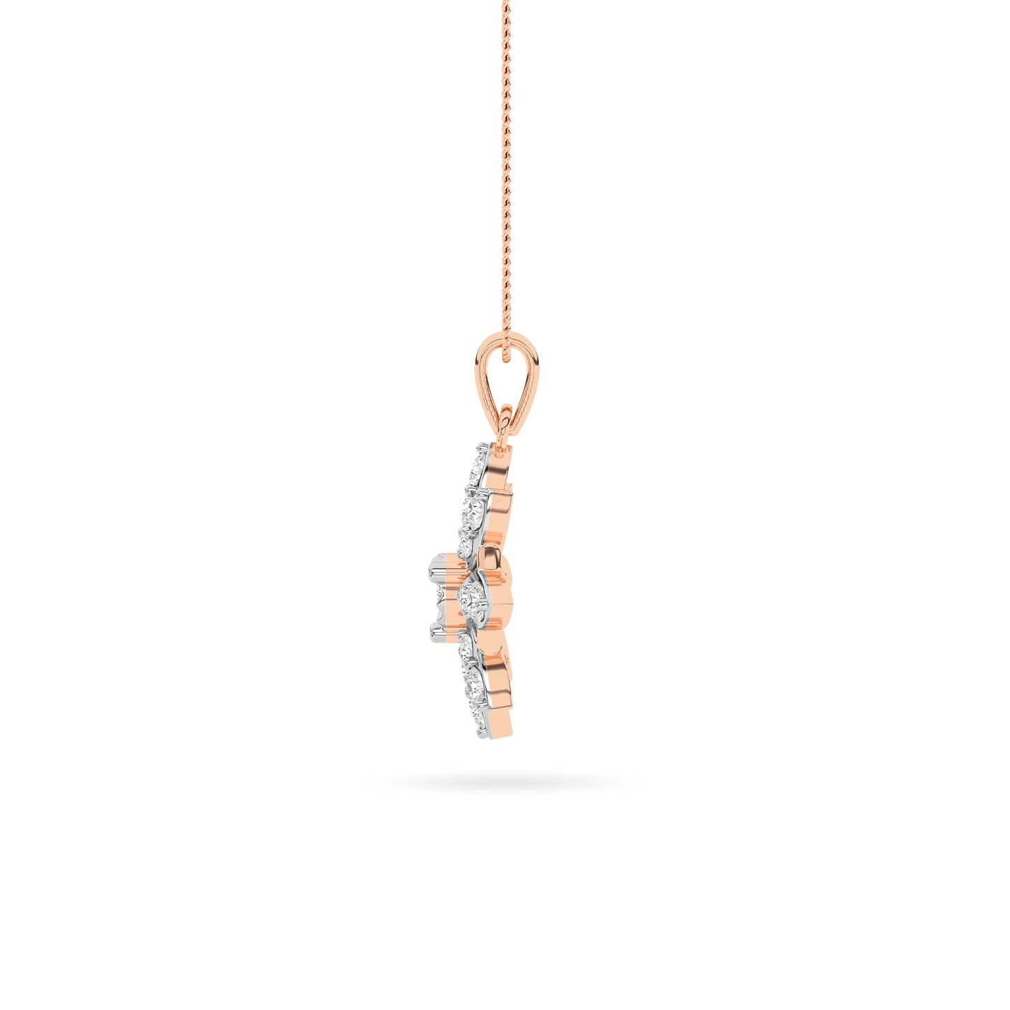 Rose Gold Star Diamond Floral Pendant