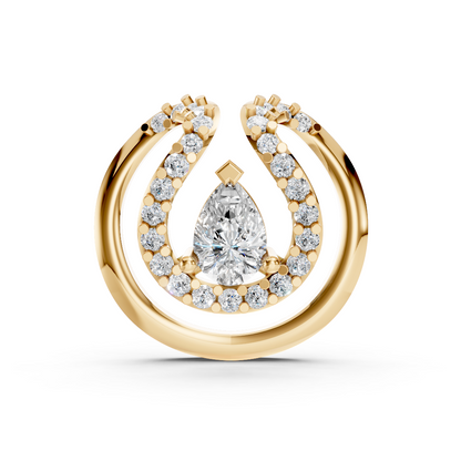 Yellow Gold Pear Solitaire Horseshoe Pendant