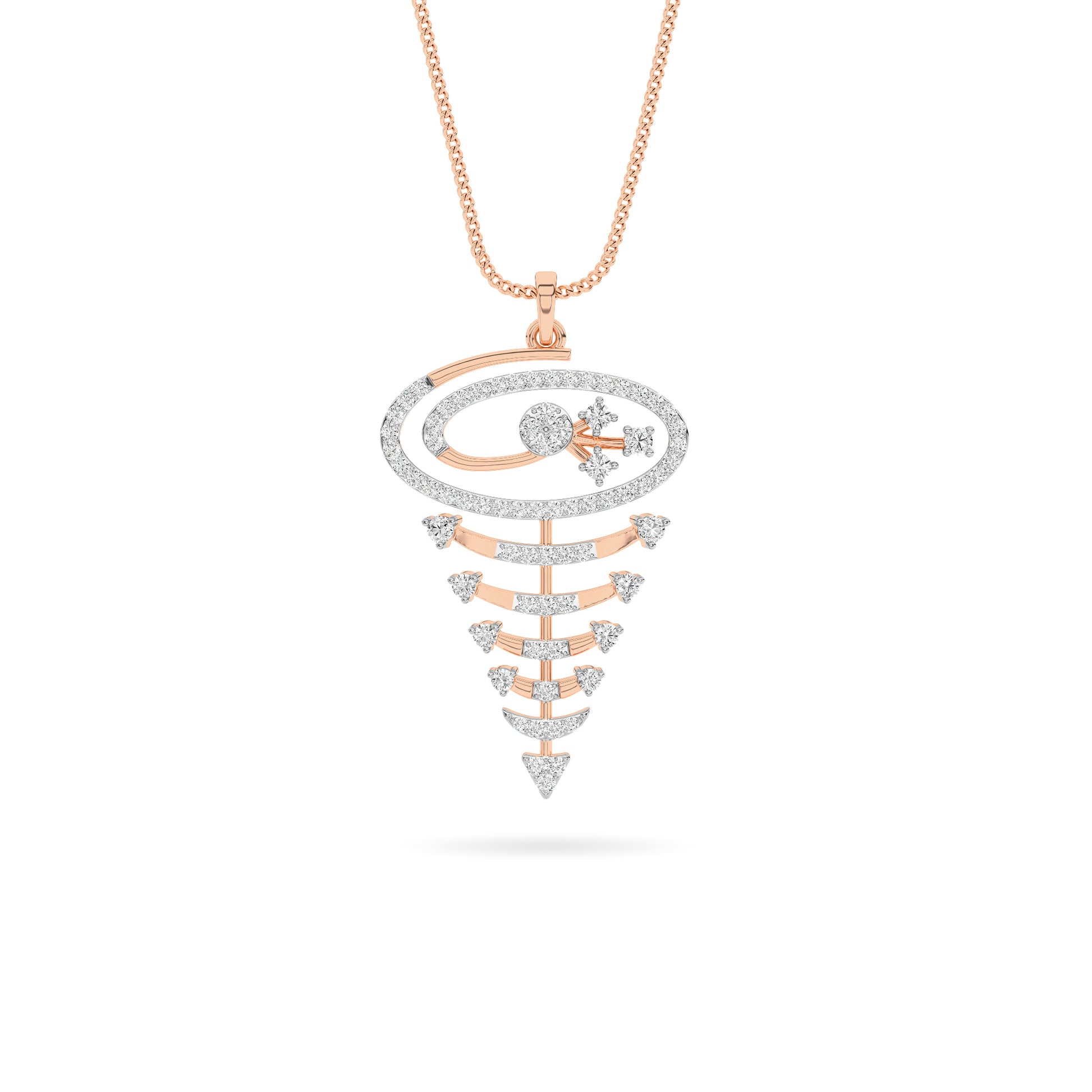 Rose Gold Galaxy Diamond Spiral Pendant