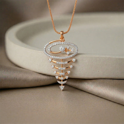 Rose Gold Galaxy Diamond Spiral Pendant