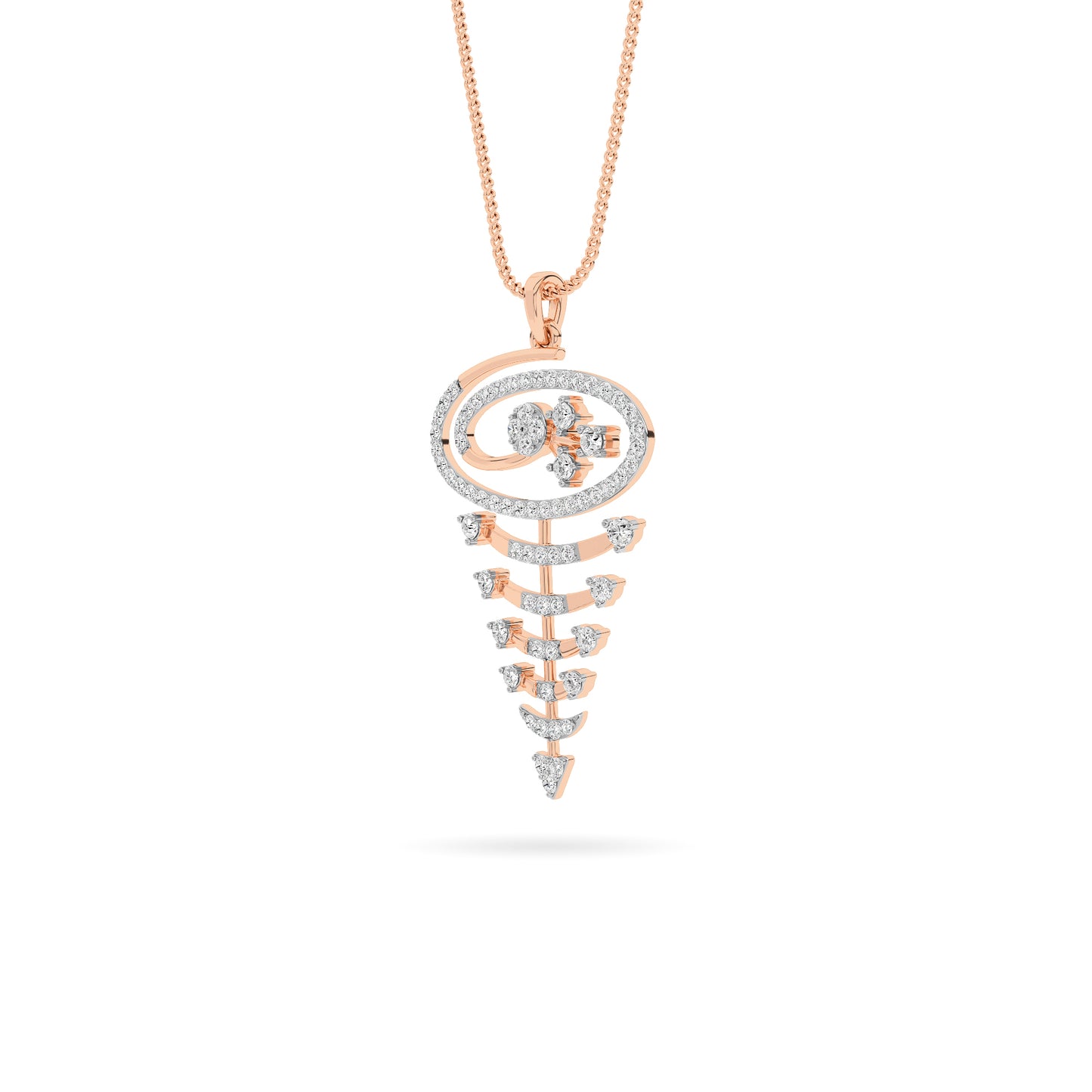Rose Gold Galaxy Diamond Spiral Pendant