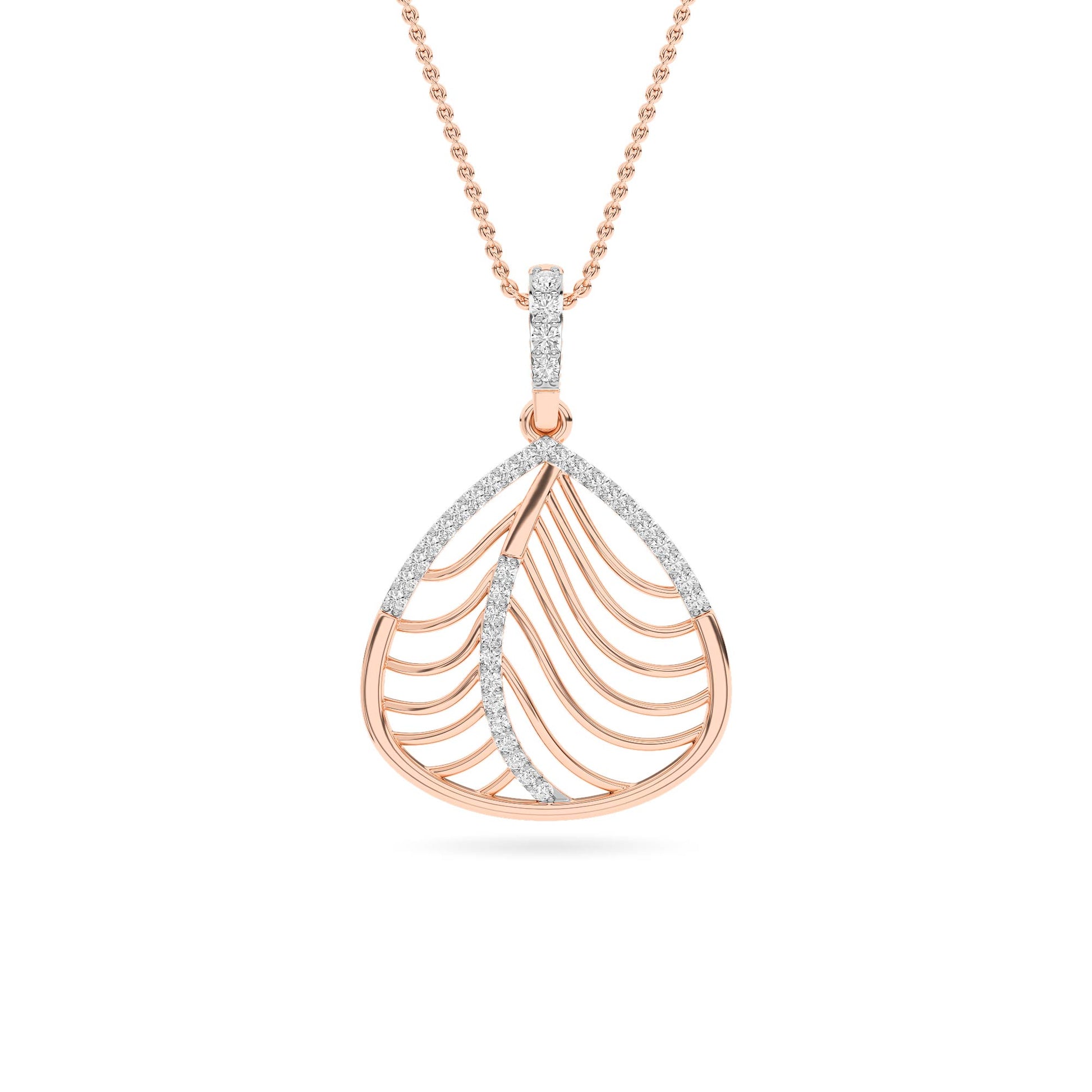 18K Rose Gold Geometric Diamond Pendant