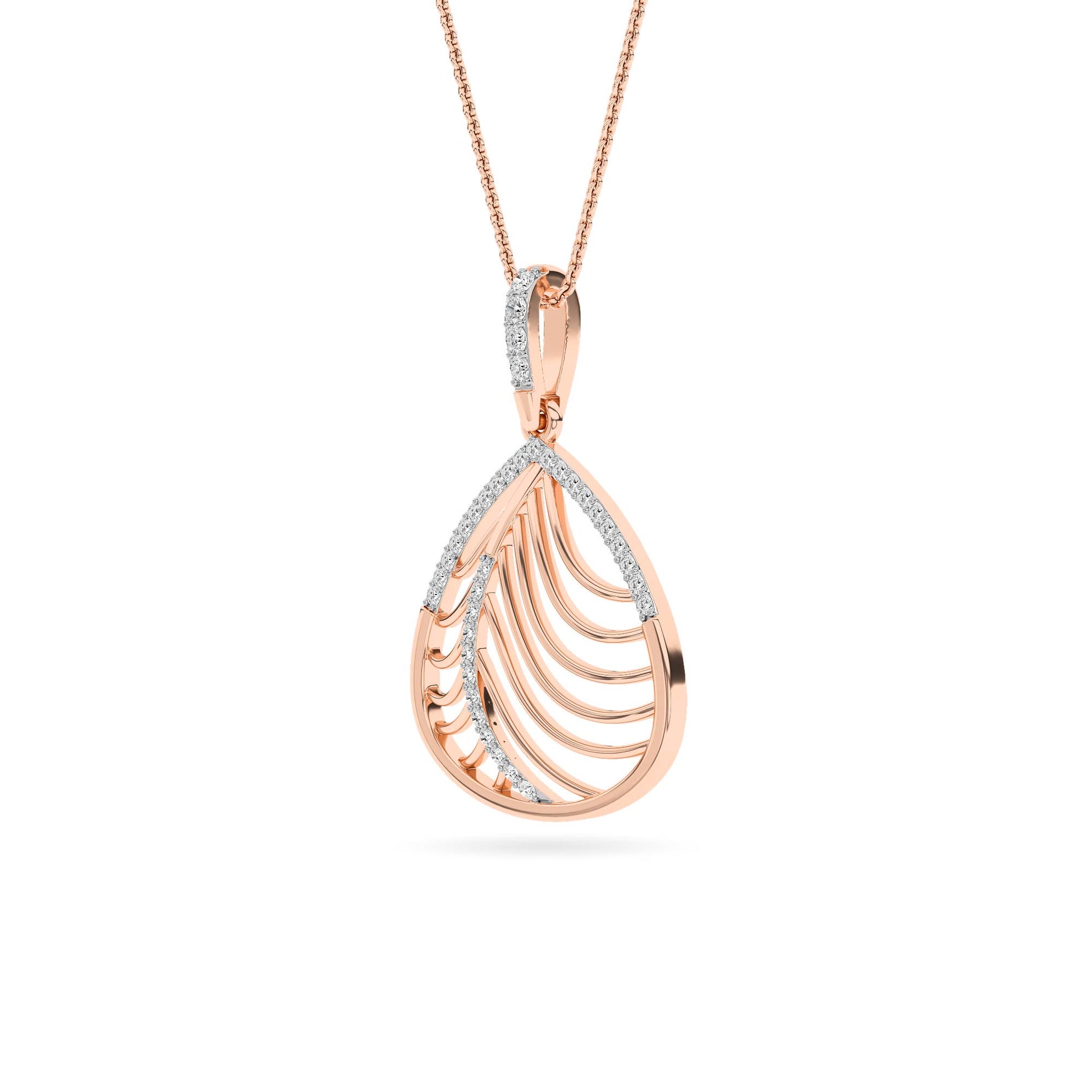 18K Rose Gold Geometric Diamond Pendant