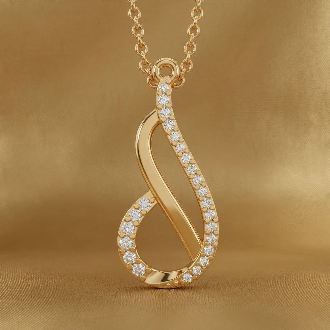 Yellow Gold Infinity Diamond Drop Pendant