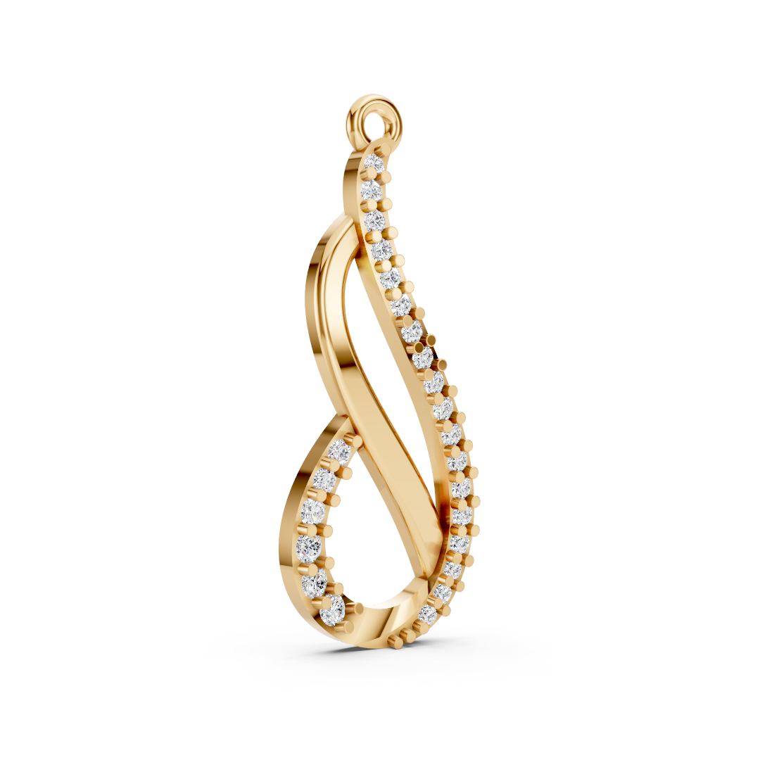 Yellow Gold Infinity Diamond Drop Pendant