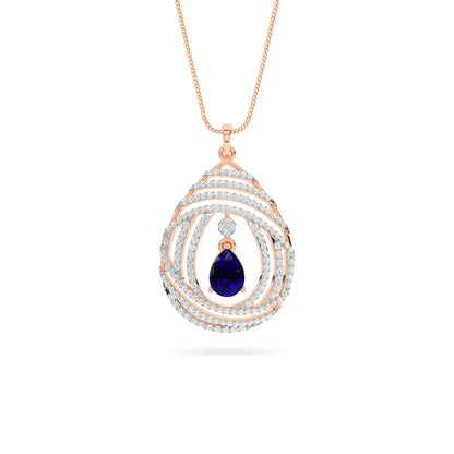 18K Rose Gold Diamond Sapphire Pendant