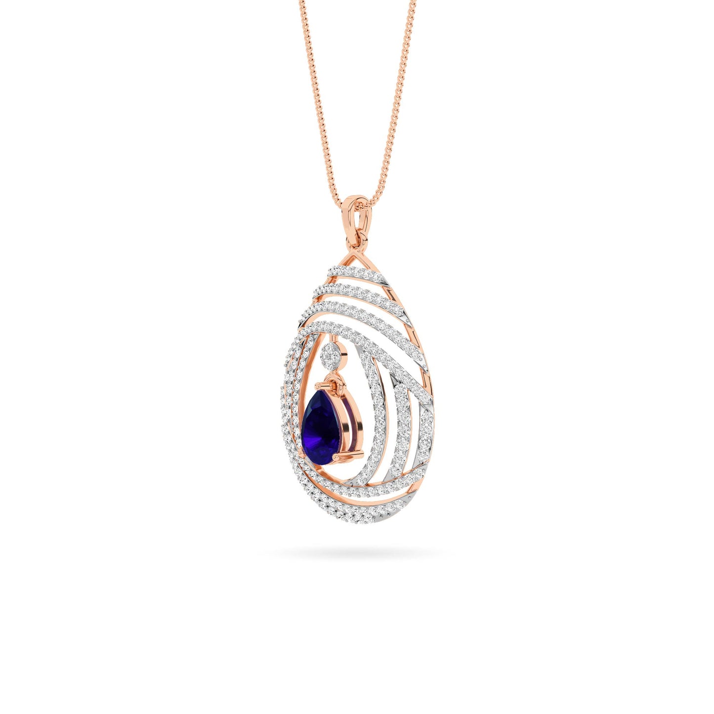 18K Rose Gold Diamond Sapphire Pendant