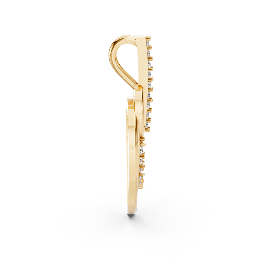 Yellow Gold Triple Leaf Diamond Drop Pendant