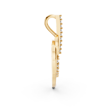 Yellow Gold Triple Leaf Diamond Drop Pendant