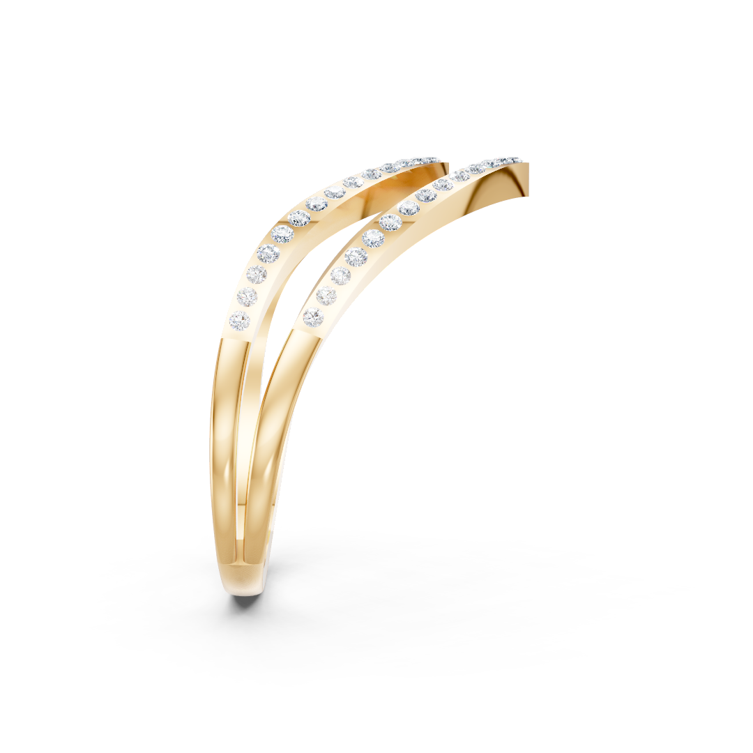 Yellow Gold Double V Diamond Ring