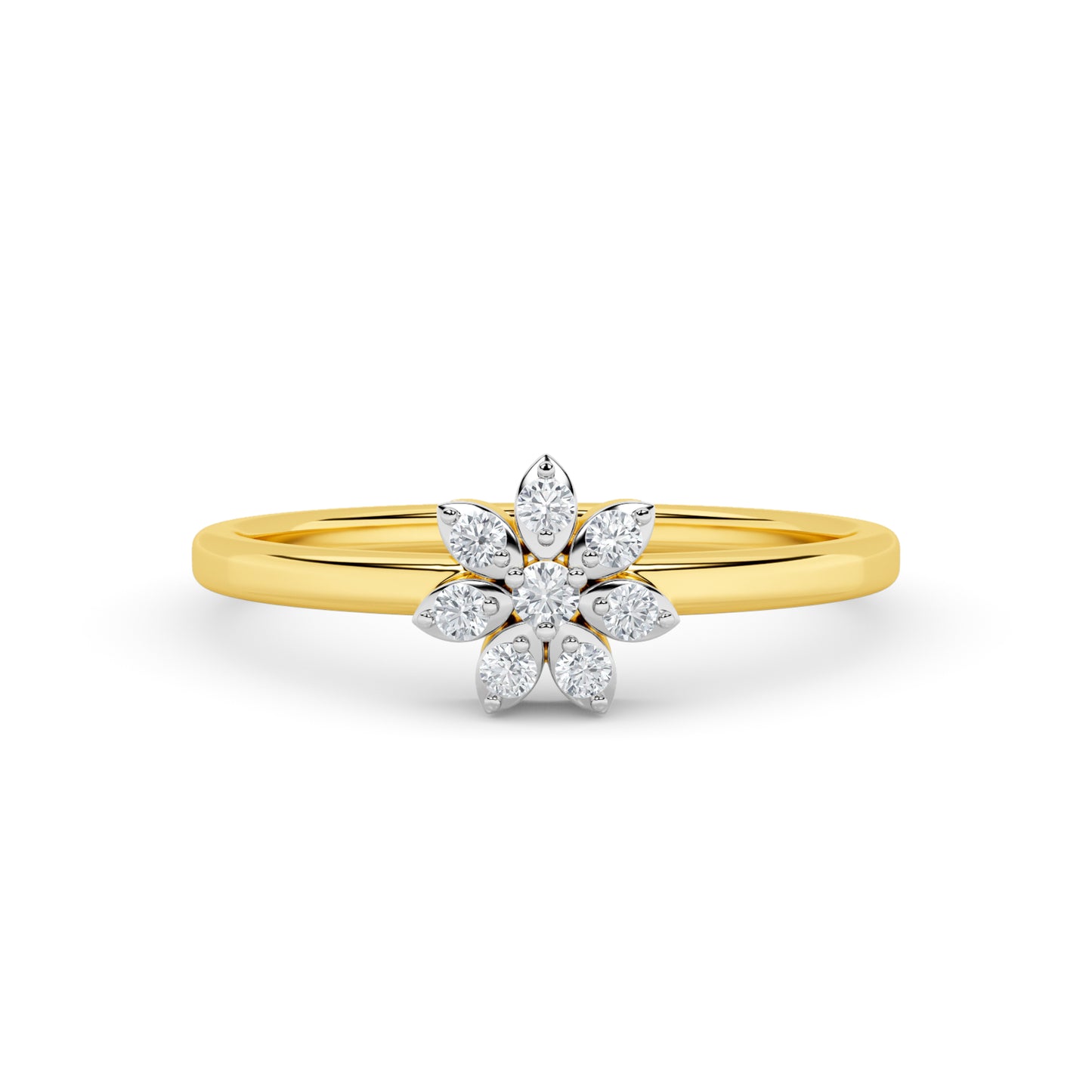 Yellow Gold Diamond Daisy Floral Ring