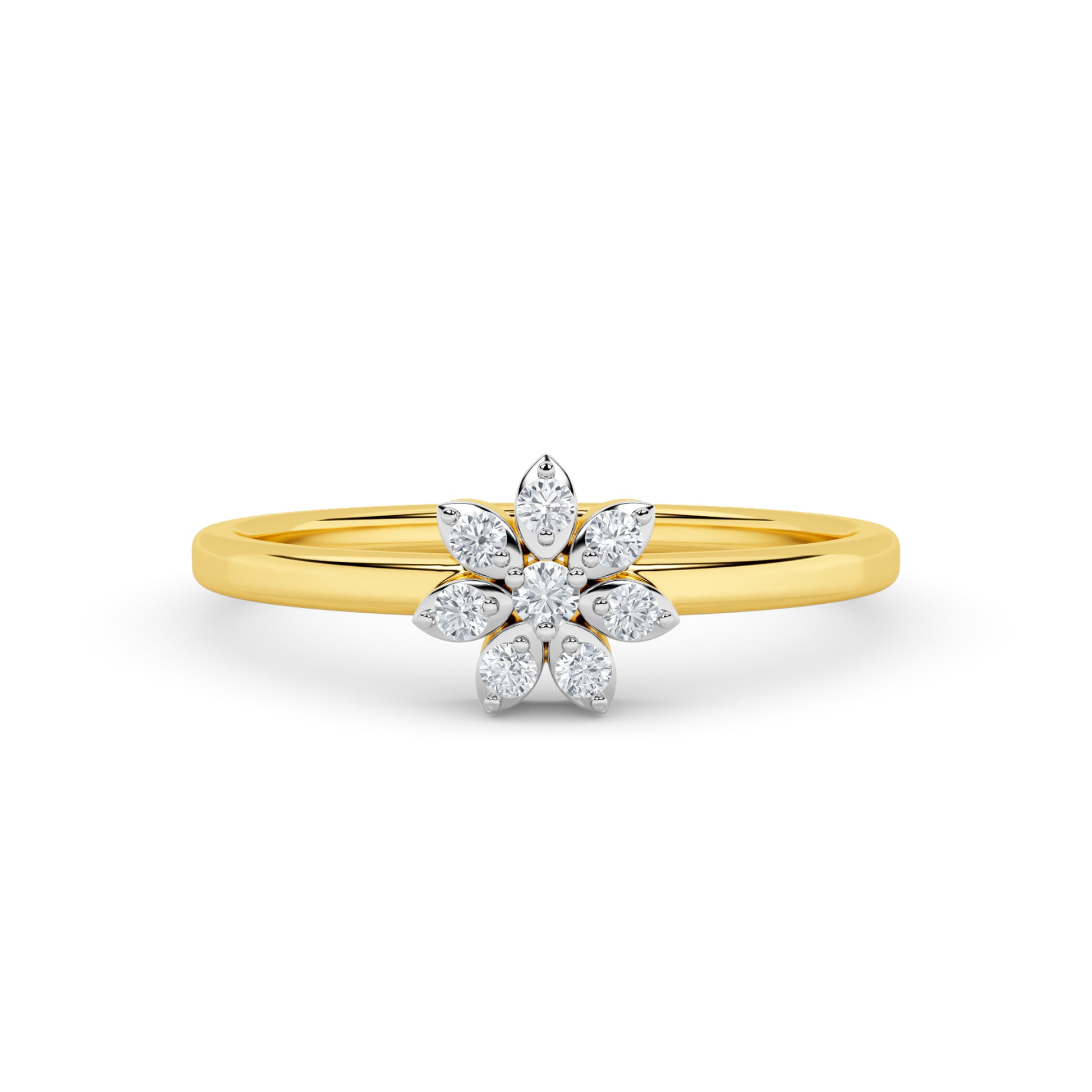 Yellow Gold Diamond Daisy Floral Ring