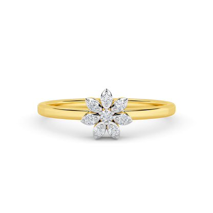 Yellow Gold Diamond Daisy Floral Ring