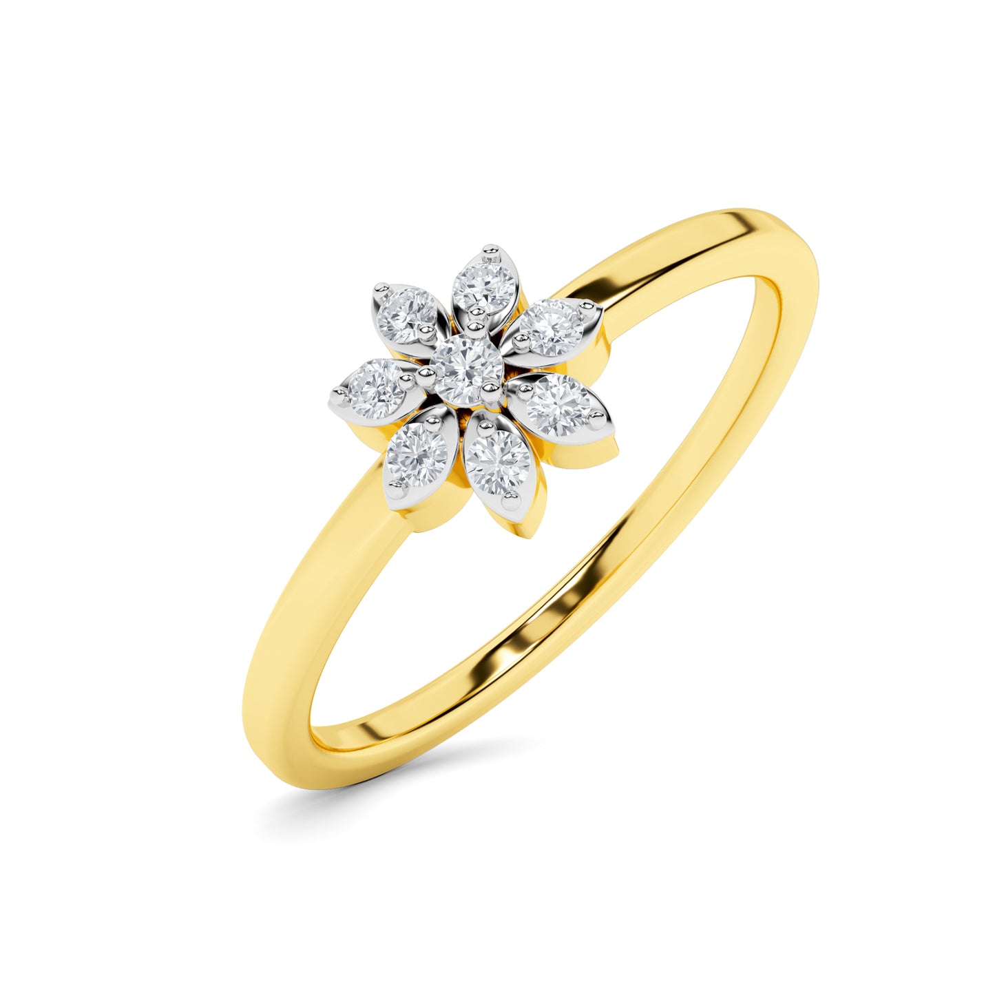 Yellow Gold Diamond Daisy Floral Ring