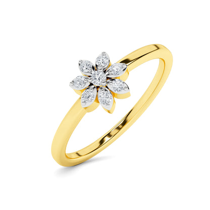 Yellow Gold Diamond Daisy Floral Ring