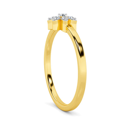 Yellow Gold Diamond Daisy Floral Ring