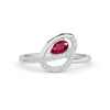 White Gold Ruby Pavé Diamond Swirl Ring