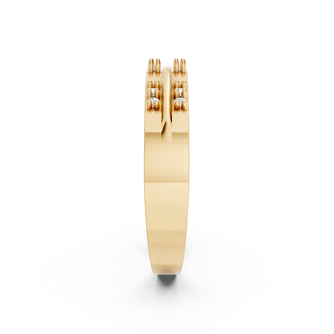 Yellow Gold Double Row Diamond Band Ring