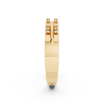 Yellow Gold Double Row Diamond Band Ring