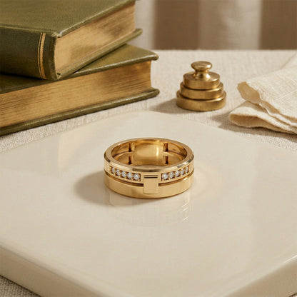 Yellow Gold Men's Diamond Band Ring