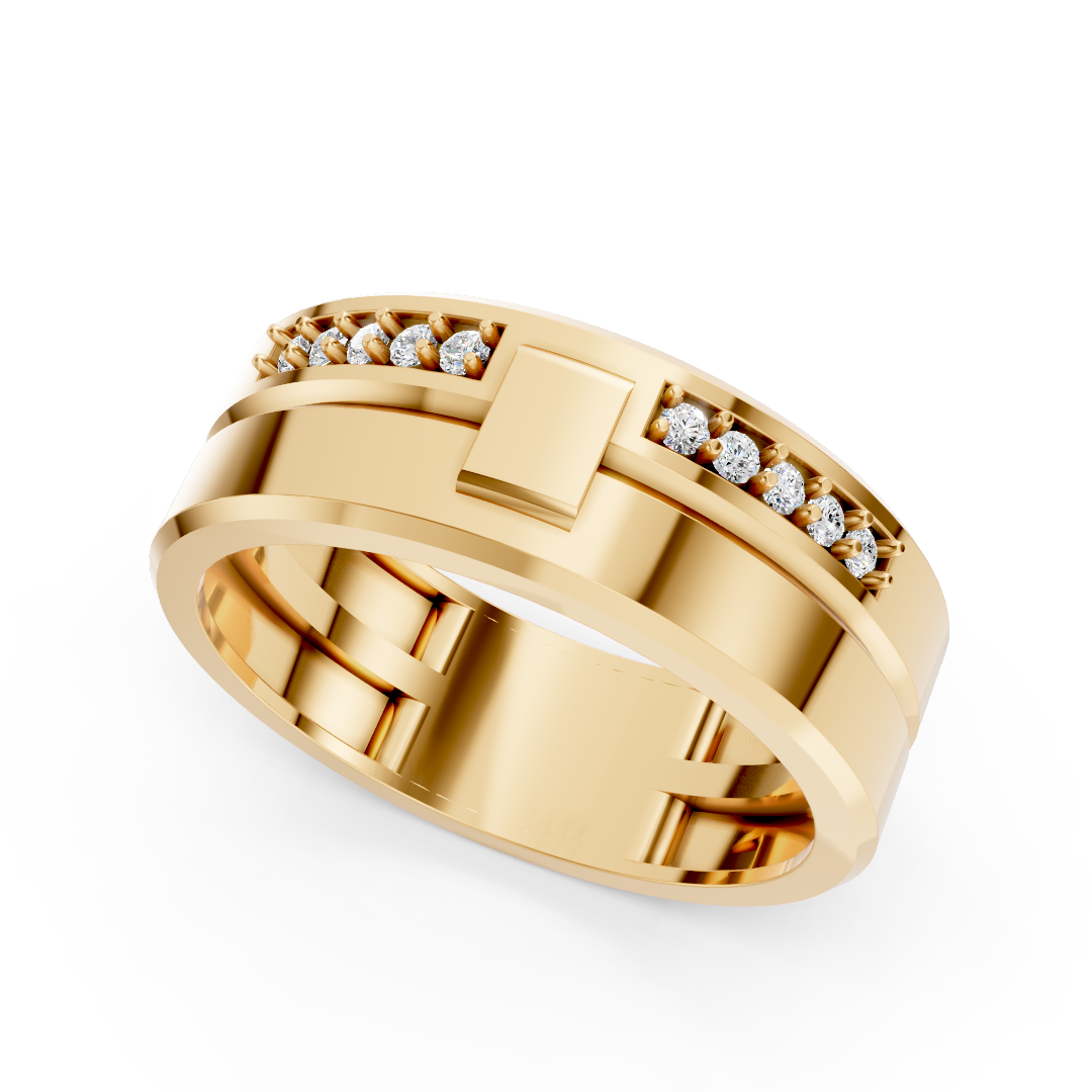 Yellow Gold Men's Diamond Band Ring