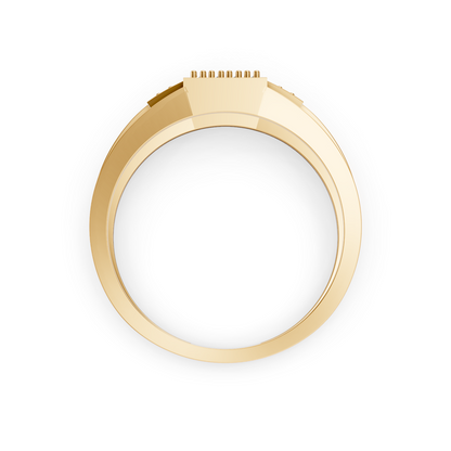 Yellow Gold Cluster Diamond Square Ring