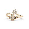 Yellow Gold Dual Flower Diamond Bypass Ring