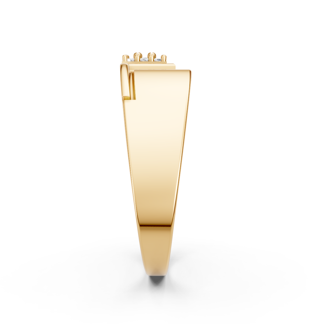 Yellow Gold Cluster Diamond Square Ring