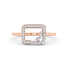 Open Rectangle Cluster Diamond Ring 18K Rose Gold
