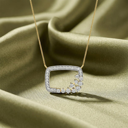 Open Rectangle Cluster Diamond Ring 18K Rose Gold
