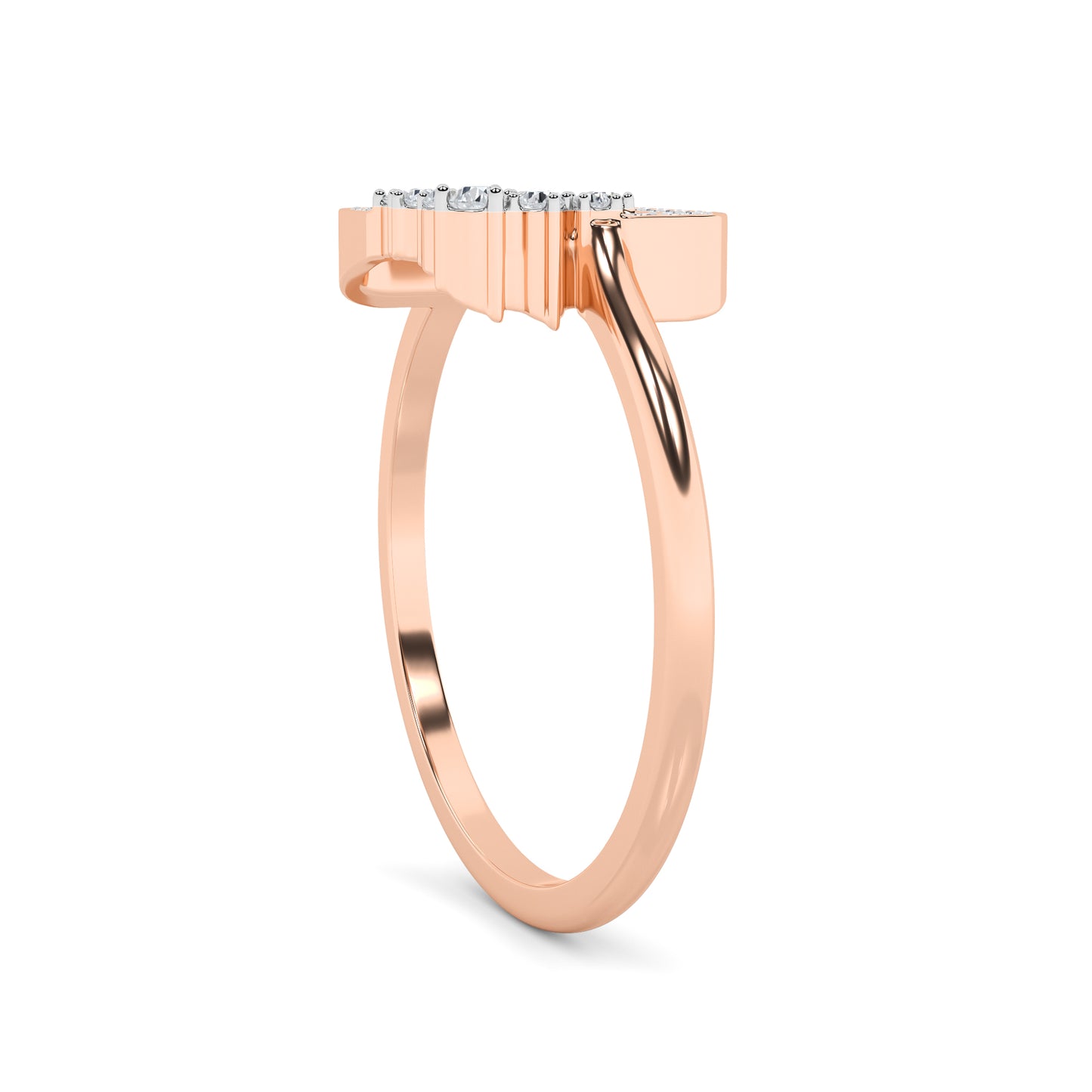 Open Rectangle Cluster Diamond Ring 18K Rose Gold