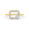 Open Rectangle Cluster Diamond Ring 14K Yellow Gold
