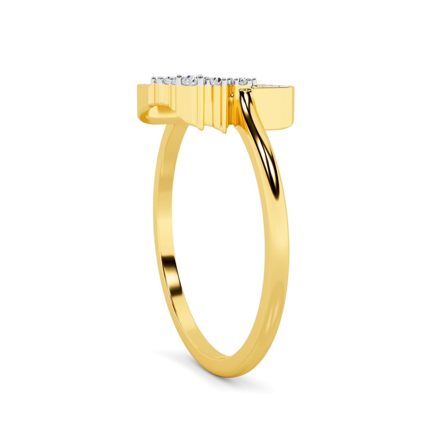 Open Rectangle Cluster Diamond Ring 14K Yellow Gold