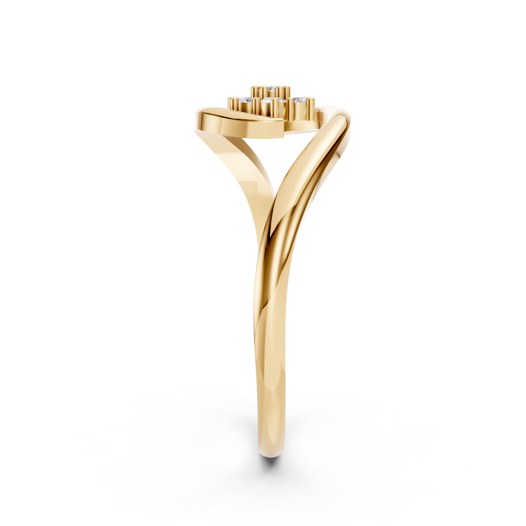 Yellow Gold Swirl Cluster Diamond Ring