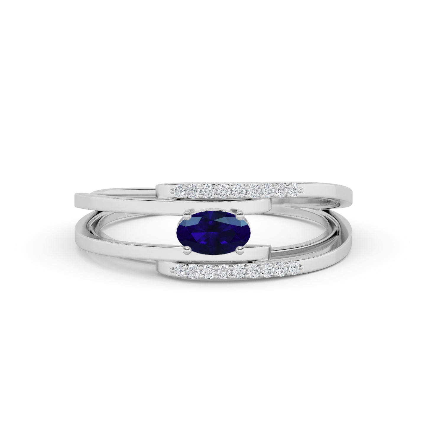 Pear Ruby Curved Diamond Ring